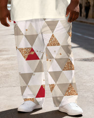 Big & Tall Men's Love Sunglasses Santa Claus Print T-Shirt Pants Set