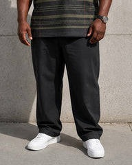 Big & Tall Men's Dark Plaid Print Polo Short Sleeve Pants Set
