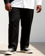 Big & Tall Men's Black And White Oblique Stitching Printed Long Sleeve Shirt Trousers Suit