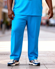 Big & Tall Men's Blue Leopard Print T-Shirt Pants Set