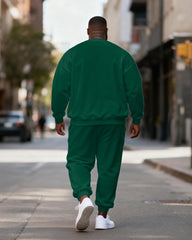 Big & Tall Men's Green "HO HO HO" Christmas Hat Printed Crewneck Sweat Set