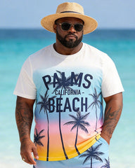 Big & Tall Men's Palm Beach Gradient Print Crew Neck Short Sleeve T-shirt Shorts Set