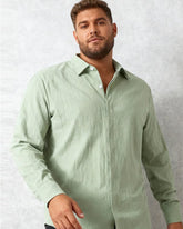 Big & Tall Men's Commuter Collar Solid Color Long Sleeve Shirt S-3XL