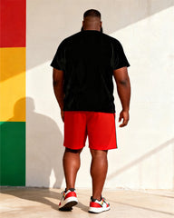 Big & Tall Men's "I Am Black Every Month" Printed Round Neck Short Sleeve T-shirt Shorts Set