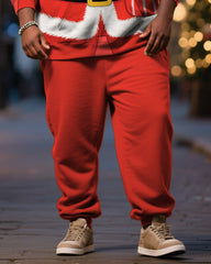 Big & Tall Men's Santa Claus Cosplay Printed Hoodie Suit