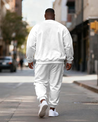 Big & Tall Men's White Christmas Elf Print Crewneck Sweat Set