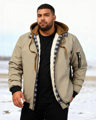 Big & Tall Men's Quilted Cotton Hooded Fake Two-Piece Jacket Coat S-3XL