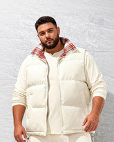 Big & Tall Men's Plaid Stitching Down Cotton Thickened Vest M-5XL