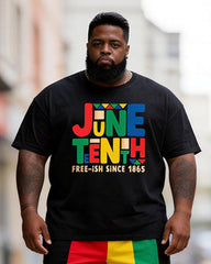 Big & Tall Men's Juneteenth FREE-ISH SINCE 1865 Printed Round Neck Short Sleeve T-Shirt Shorts Set