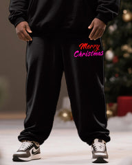 Big & Tall Men's Black Christmas Skull "Merry Christmas" Printed Hoodie Set