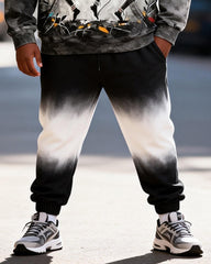 Big & Tall Men's Street Dancer Tie-Dye Gradient Print Hoodie Set