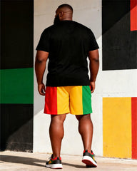 Big & Tall Men's Juneteenth Gamepad Print Crew Neck Short Sleeve T-shirt Shorts Set