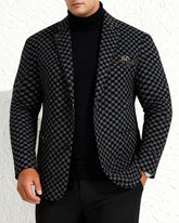 Big & Tall Men's Autumn And Winter Business Check Padded Warm Suit Jacket L-5XL