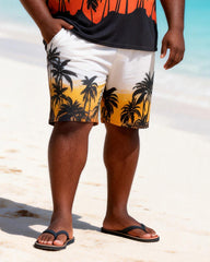 Big & Tall Men's Sunset Coconut Grove Gradient Print Crewneck Short Sleeve T-Shirt Shorts Set