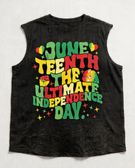 Big & Tall Men's Juneteenth Ultimate Independence Day Alphabet Print Crewneck Sport Vest