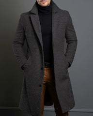 Big & Tall Men's Solid Color Lapel Single-breasted Coat M-5XL