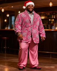 Big & Tall Men's Christmas Pink Snowflake Print Suit