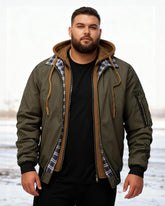 Big & Tall Men's Quilted Cotton Hooded Fake Two-Piece Jacket Coat S-3XL