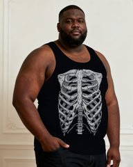 Men's Plus Size Halloween Black Hand Skull Stretch Vest