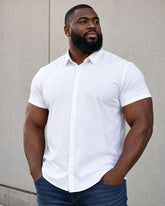 L-10XL Large Size Men's Summer Thin Short-sleeved Shirt Business Casual Loose Elastic Solid Color Short-sleeved Shirt