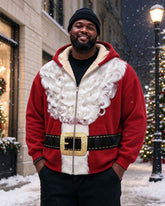 Large Size Men's Autumn And Winter Warm Fleece-lined Cold-proof Christmas Jacket Hooded Jacket