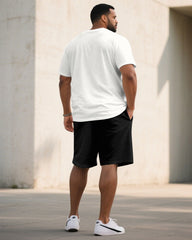 Men's Large Size Exaggerated Sports Print Short-sleeved T-shirt Shorts Set