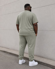 Big & Tall Men's Daily Leisure Simple Travel Hiking Chest Small Label Printed Short Sleeve T-shirt Sports Pants Set