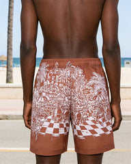Big & Tall Men's Tropical Hawaiian Vacation Swim Trunks/Shorts