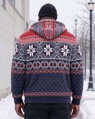 Large Size Men's Autumn And Winter Warm Fleece-lined Cold-proof Christmas Vintage Party Casual Jacket Hooded Jacket