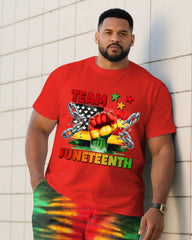 Big & Tall Men’s Juneteenth Ancestral Tribute Celebration Respect/Freedom Short-Sleeve T-Shirt And Shorts Set