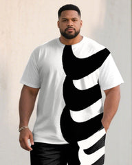 Men's Large Size Exaggerated Sports Print Short-sleeved T-shirt Shorts Set