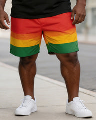 Big & Tall Men's Juneteenth 1865 Fist Print POLO Short Sleeve Shorts Set