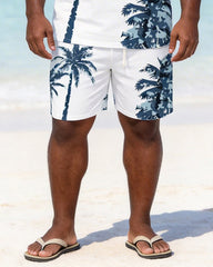 Big & Tall Men's Navy Coconut Printed Crew Neck Short Sleeve T-shirt Shorts Set