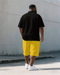 Big & Tall Men's Juneteenth Reggae Color Print POLO Short Sleeve Shorts Set