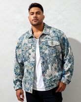 Big & Tall Men's Embroidered Denim Jacket Coat M-4XL
