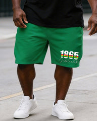 Big & Tall Men's Juneteenth 1865 Free Day Print POLO Short Sleeve Shorts Set