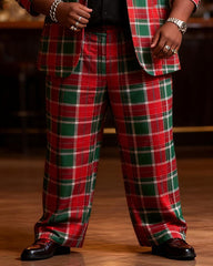 Big & Tall Men's Christmas Classic Red And Green Plaid Print Suit