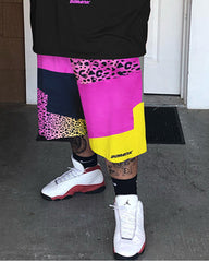 Big & Tall Men's Red Cartoon Character Letter Print Round Neck Short Sleeve T-Shirt Shorts Set