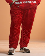 Big & Tall Men's Santa Claus Letter Print Long Sleeve T-Shirt Pants Set