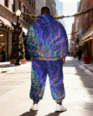 Big & Tall Men's Magic Star Black Cat Print Hoodie Set