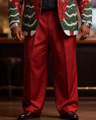Big & Tall Men's Christmas Sequins Christmas Tree Print Suit