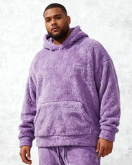 Big & Tall Men's Coral Fleece Hooded Sweater Pants Suit S-2XL