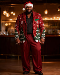 Big & Tall Men's Christmas Sequins Christmas Tree Print Suit