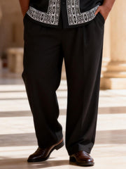 Big & Tall Men's Black Totem Print Short Sleeve Shirt Pants Set