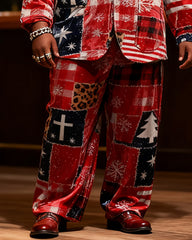 Big & Tall Men's Christmas Patchwork Element Print Suit