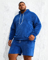 Big & Tall Men's Coral Fleece Hooded Sweater Shorts Set S-2XL