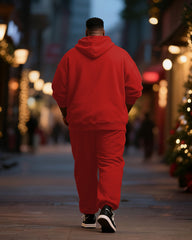 Big & Tall Men's Merry Christmas Letter Print Cardigan Hoodie Suit