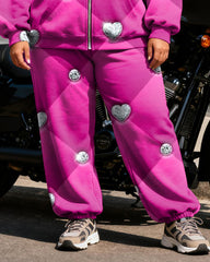 Women's Plus Size Rose Red Diamond Print Cardigan Hoodie Set