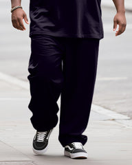 Big & Tall Men's Red Colorblock Stripe Printed Long Sleeve T-Shirt Pants Set