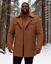 Big & Tall Men's Business Non-ironing Double Collar Tweed Plus Cotton Wool Coat M-4XL